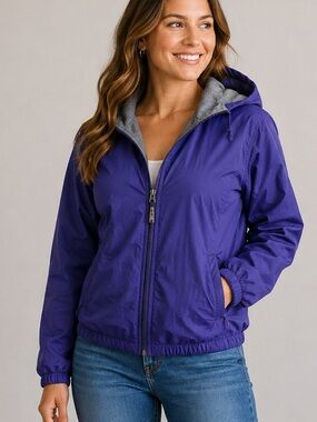 Vintage GAME SPORTSWEAR style 980 JACKET gray LINER purple shell XSMALL--